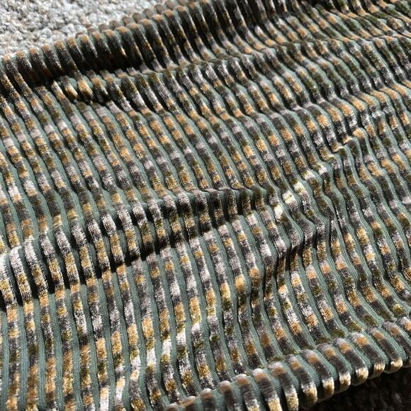 Vintage Velvet Burnout Sheer Mesh Stripe Green Brown Scarf Y2K - Picture 5 of 6